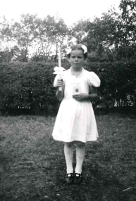 Laura Boureaul (baptismal name) poses for a picture at her confirmation in 1941.