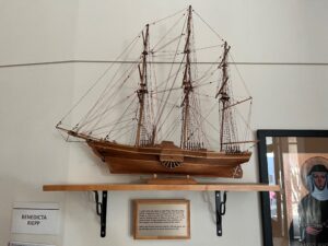 Model of the ship Mother Benedicta Riepp voyaged on to the U.S.