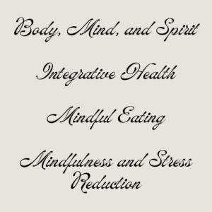 Mindfulness and contemplative spirituality word List: Body, Mind, and Spirit; Integrative Health; Mindful Eating; Mindfulness and Stress Reduction